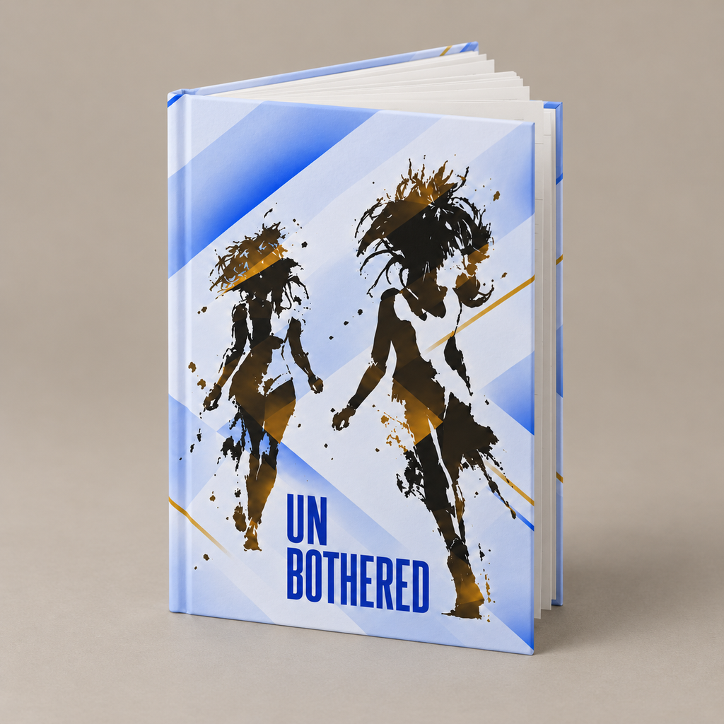 Unbothered journal open front on warm greige background