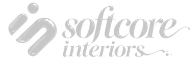 Approved Softcore Interiors ink logo in white with signature dotted S.