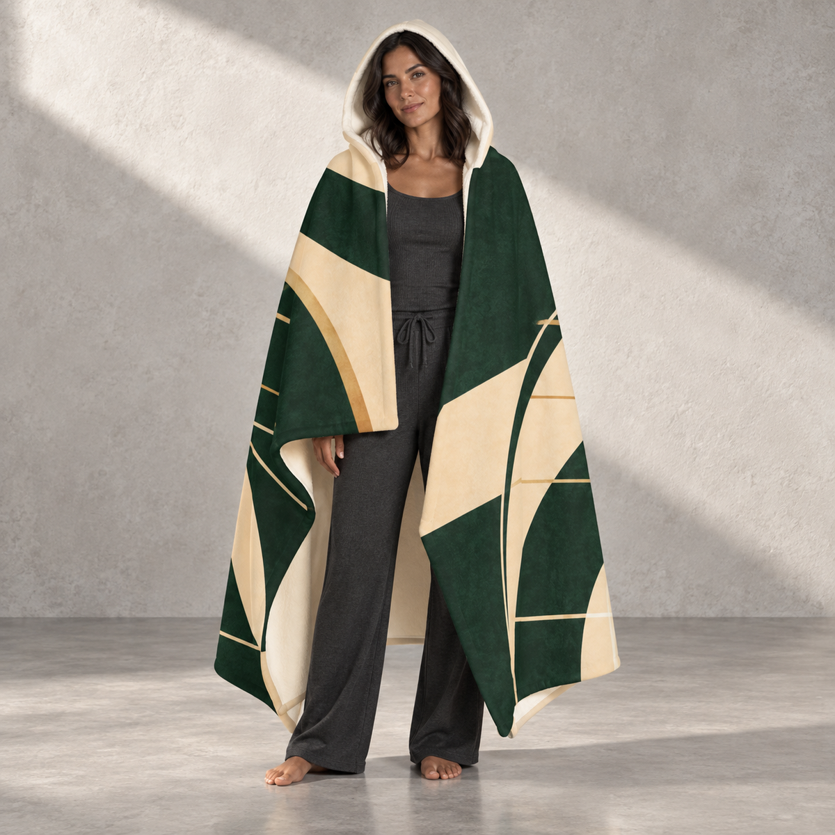 Emerald Heirloom - Hooded Sherpa Blanket