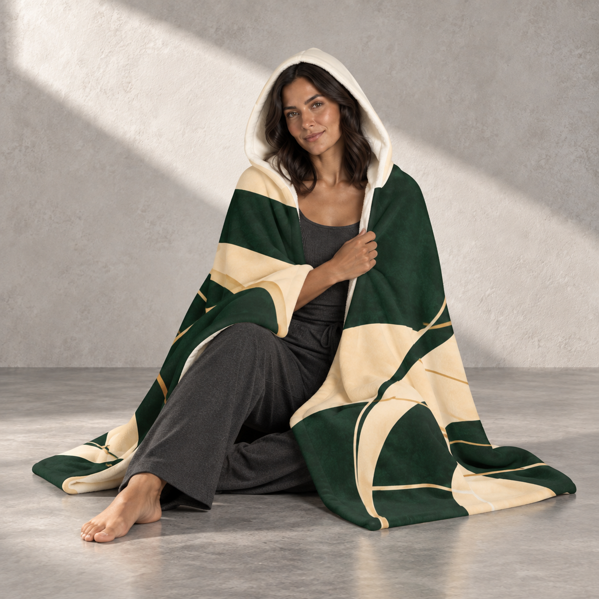 Emerald Heirloom - Hooded Sherpa Blanket