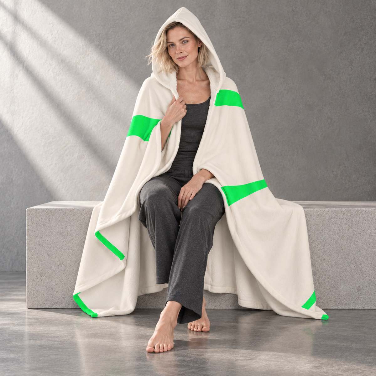 Neon Etiquette - Hooded Fleece Sherpa Blanket