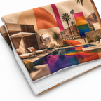 Rainbow Sunset — Retro Palm Springs Pool Beach Towel