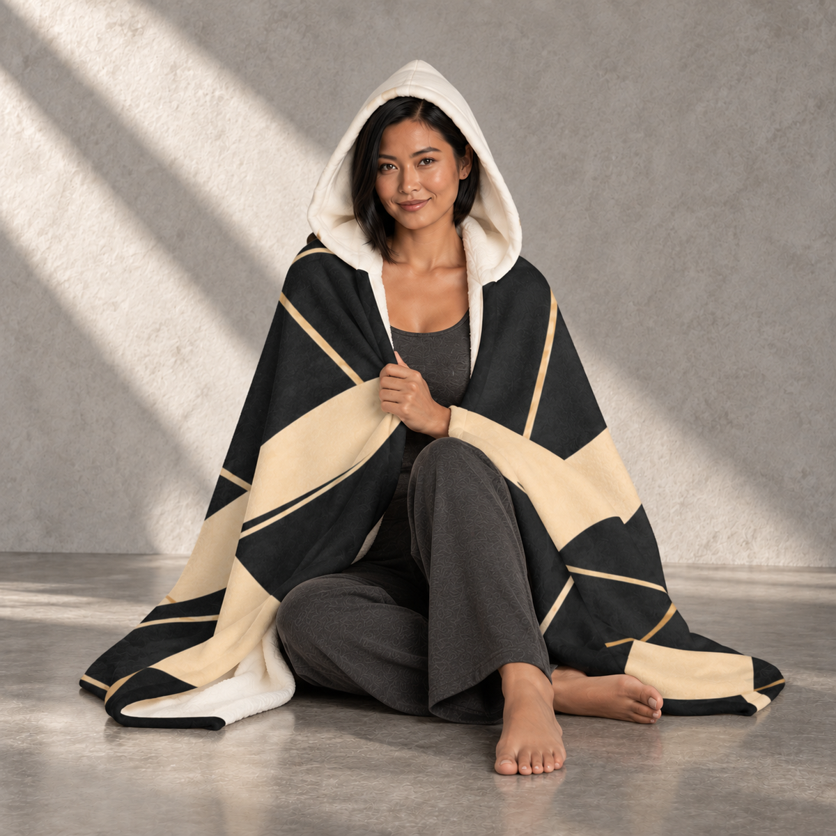 Structured Opulence - Hooded Fleece Sherpa Blanket