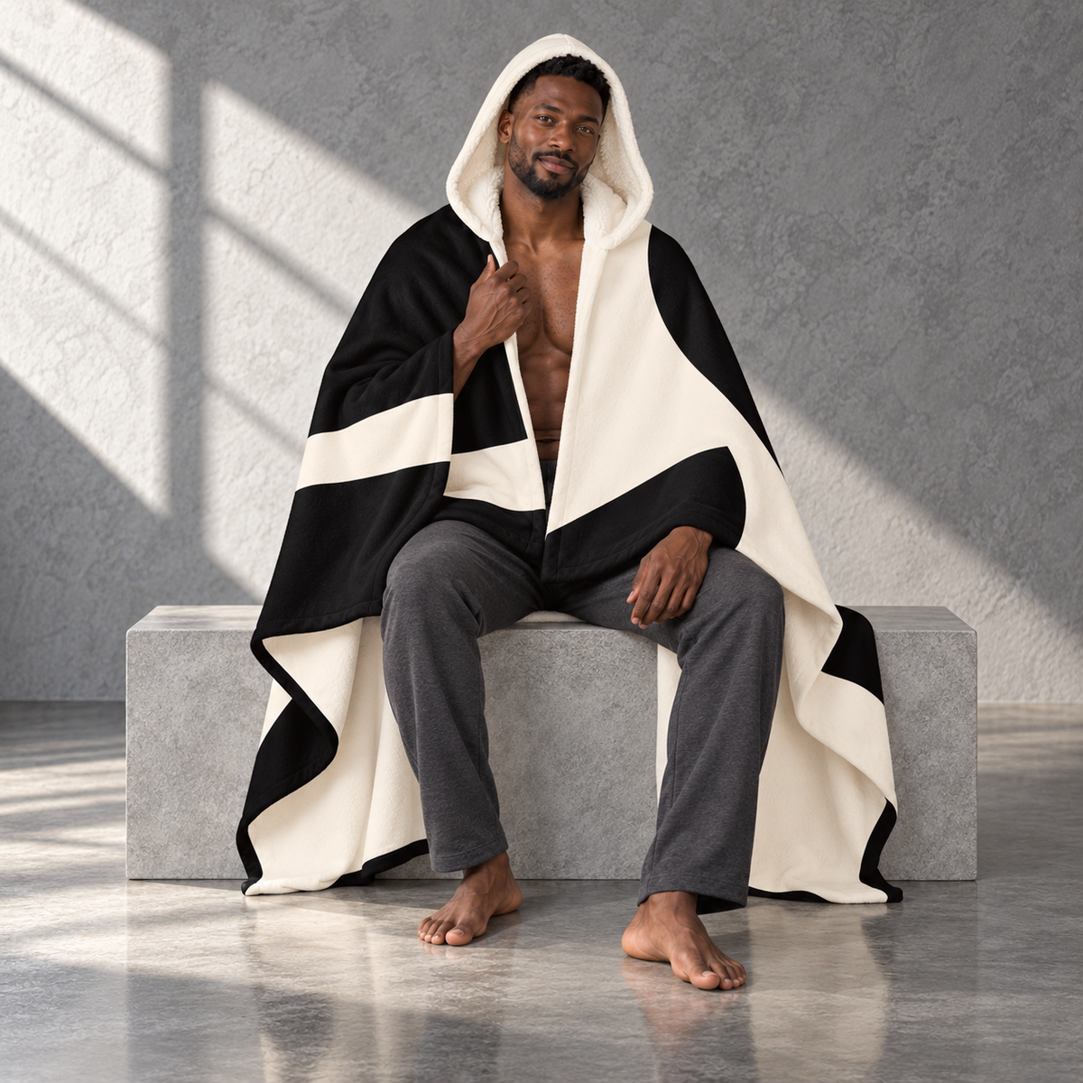 Wrapped in Yes - Hooded Sherpa Fleece Blanket, product image.